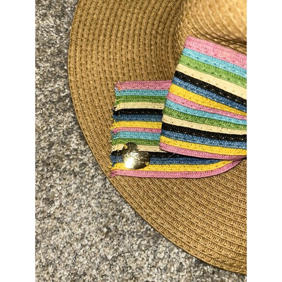 Betsy Johnson Sun Hat 100% Paper Rainbow Bow Womens Beach‎ Floppy - Picture 2 of 4